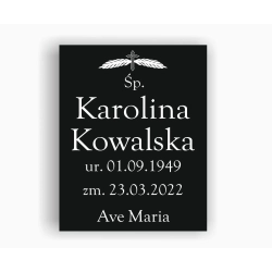 Tablica nagrobna na cmentarz 35x25 cm - czarna, akrylowa, grawerowana